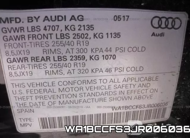 WA1BCCFS3JR006036 фото 10