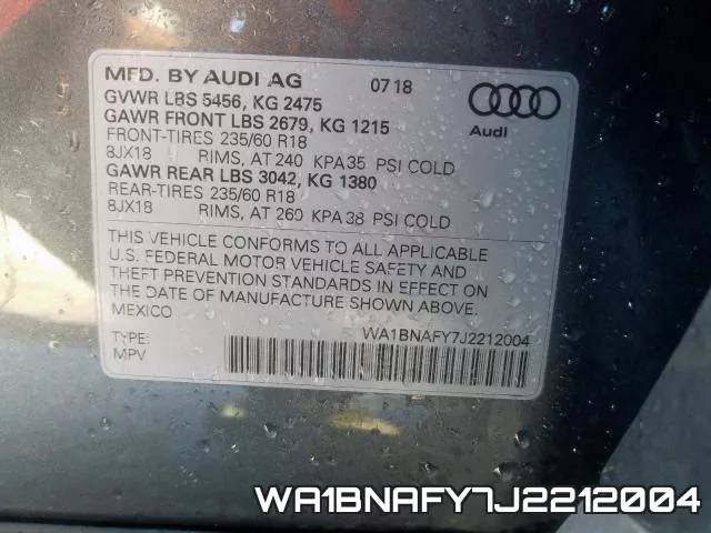 WA1BNAFY7J2212004 фото 2