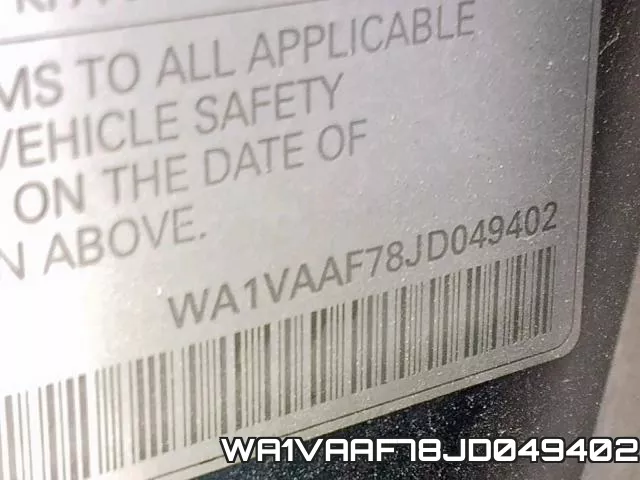 WA1VAAF78JD049402 фото 2