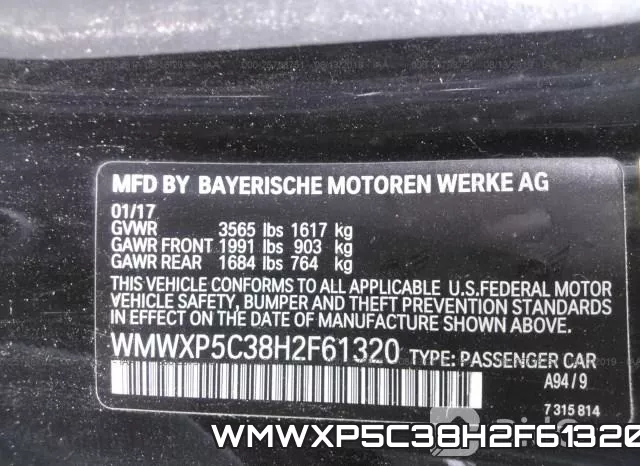 WMWXP5C38H2F61320 фото 10