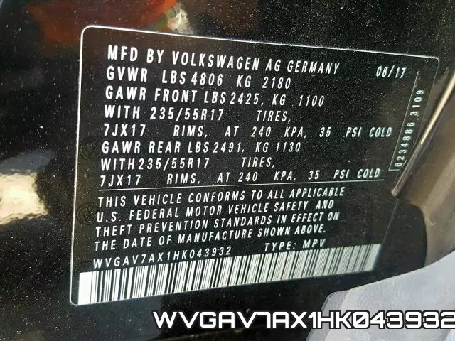 WVGAV7AX1HK043932 фото 2