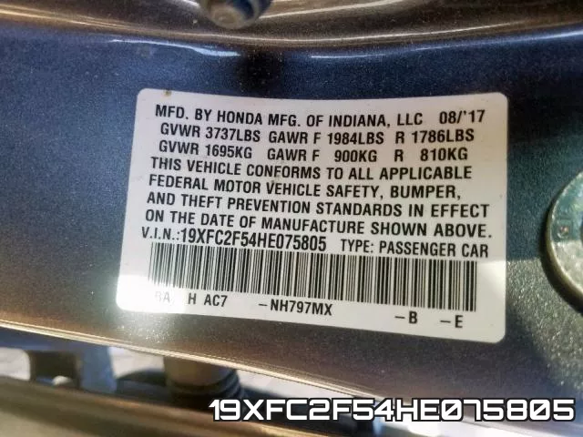 19XFC2F54HE075805 фото 2