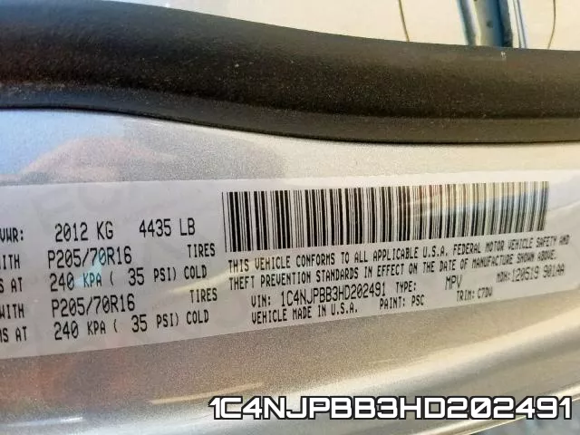 1C4NJPBB3HD202491 фото 2