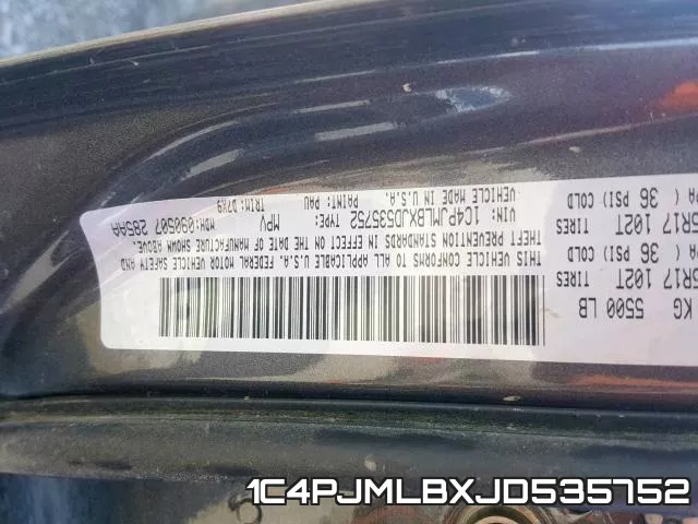 1C4PJMLBXJD535752 фото 2