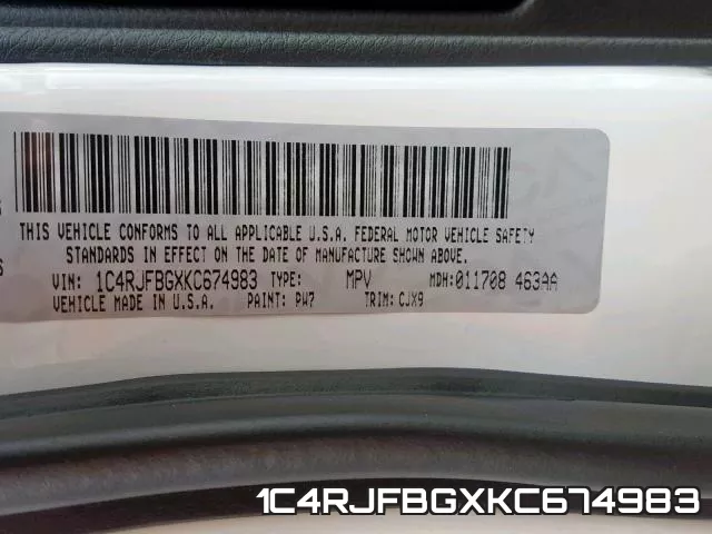 1C4RJFBGXKC674983 фото 2