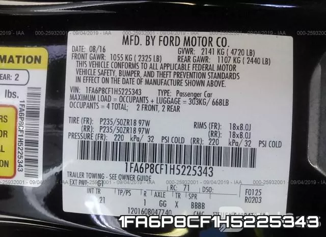1FA6P8CF1H5225343 фото 10
