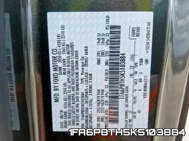 1FA6P8TH5K5103884 фото 2