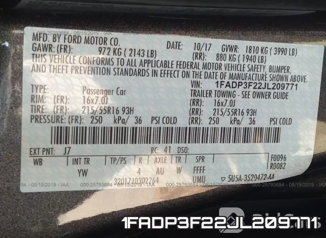 1FADP3F22JL209771 фото 10