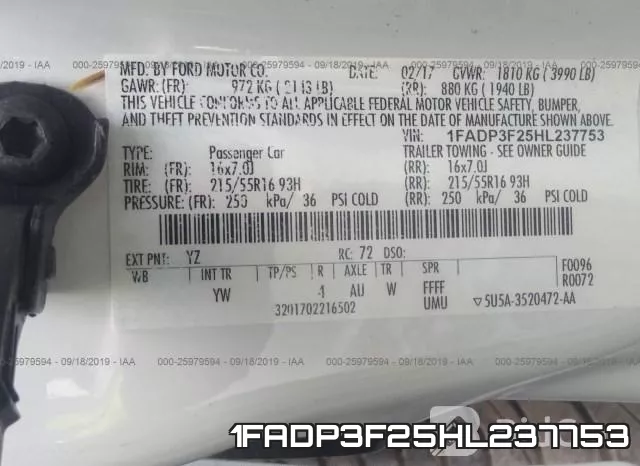 1FADP3F25HL237753 фото 10