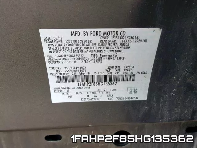 1FAHP2F85HG135362 фото 2