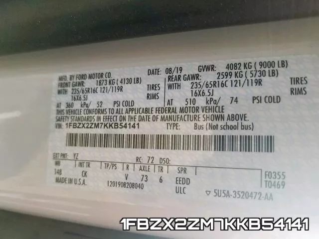 1FBZX2ZM7KKB54141 фото 2
