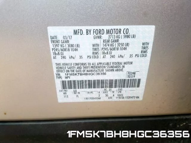 1FM5K7BH8HGC36356 фото 2