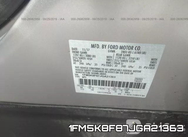 1FM5K8F87JGA21363 фото 10