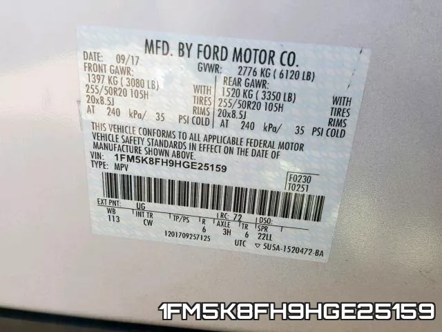 1FM5K8FH9HGE25159 фото 2