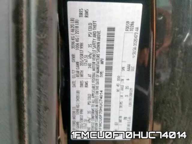 1FMCU0F70HUC74014 фото 2
