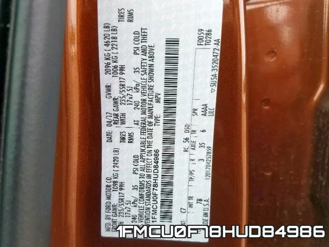 1FMCU0F78HUD84986 фото 2