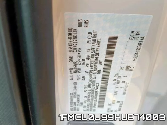 1FMCU0J99HUB74003 фото 2