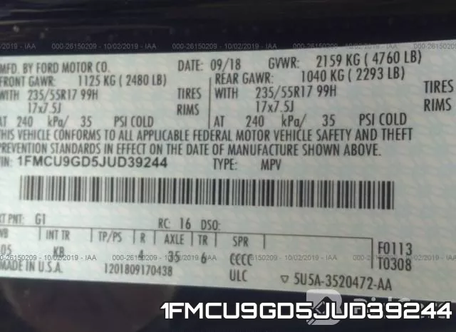 1FMCU9GD5JUD39244 фото 10