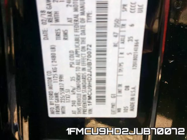 1FMCU9HD2JUB70072 фото 2