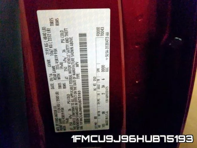 1FMCU9J96HUB75193 фото 2