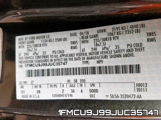 1FMCU9J99JUC35747 фото 2