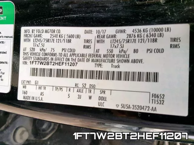 1FT7W2BT2HEF11207 фото 2