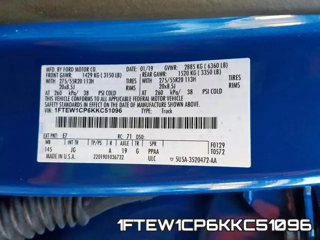 1FTEW1CP6KKC51096 фото 2