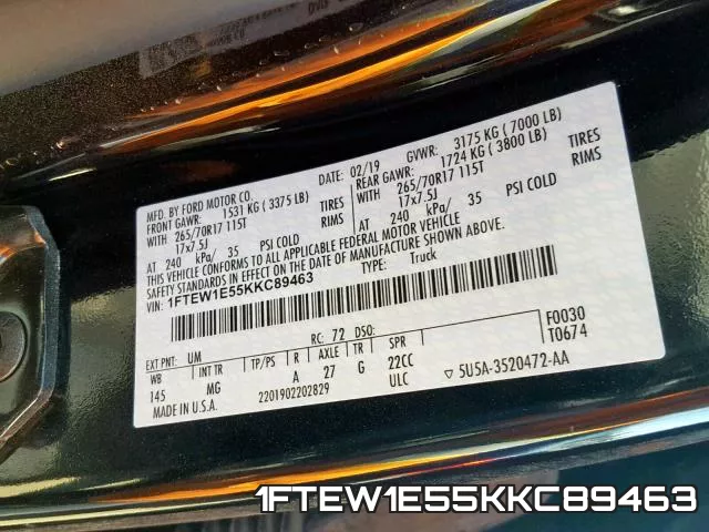 1FTEW1E55KKC89463 фото 2