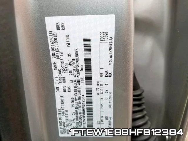 1FTEW1E88HFB12384 фото 2