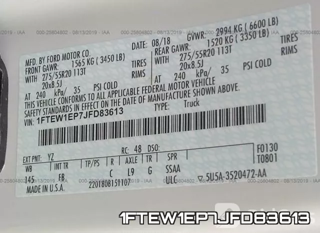 1FTEW1EP7JFD83613 фото 10