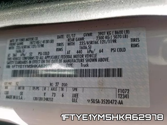1FTYE1YM5HKA62978 фото 2