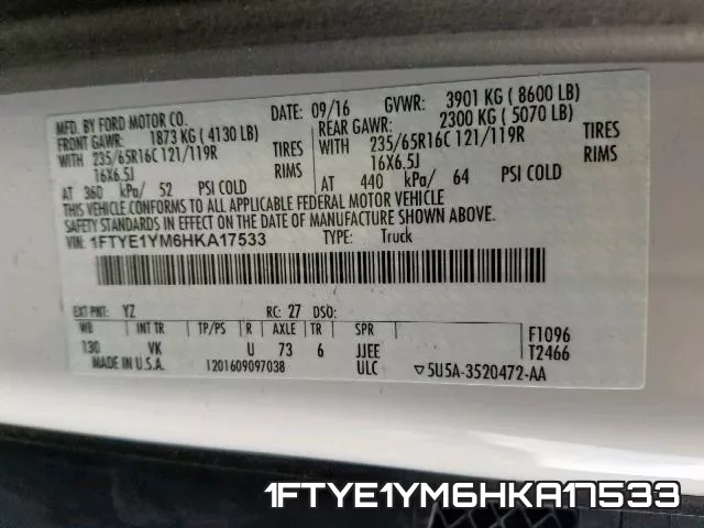 1FTYE1YM6HKA17533 фото 2