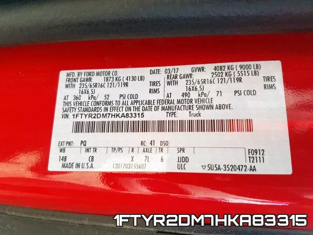 1FTYR2DM7HKA83315 фото 2
