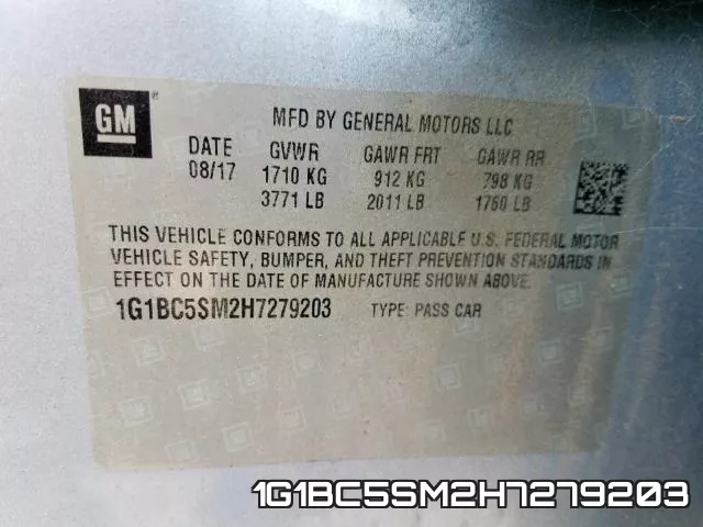 1G1BC5SM2H7279203 фото 2