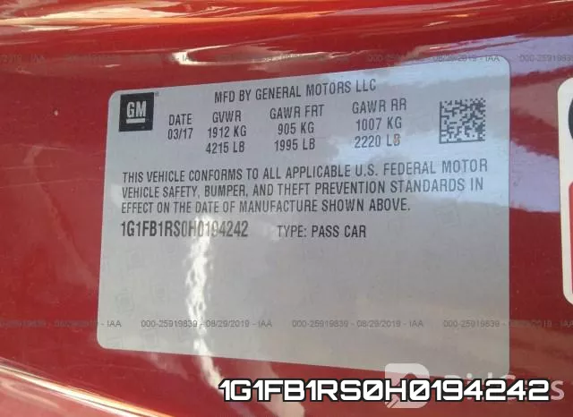 1G1FB1RS0H0194242 фото 10