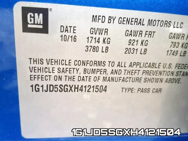 1G1JD5SGXH4121504 фото 2