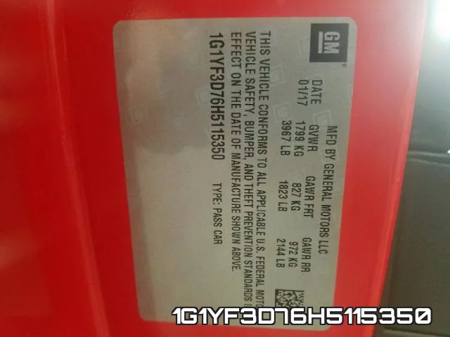 1G1YF3D76H5115350 фото 2