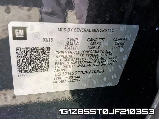 1G1ZB5ST0JF210353 фото 2