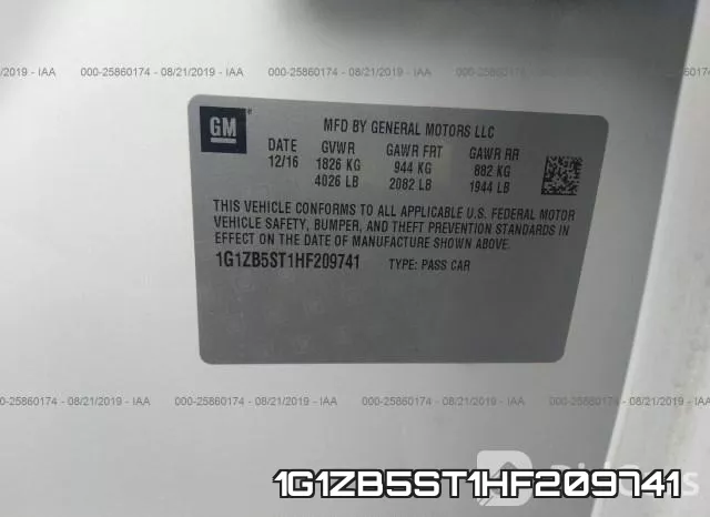 1G1ZB5ST1HF209741 фото 10