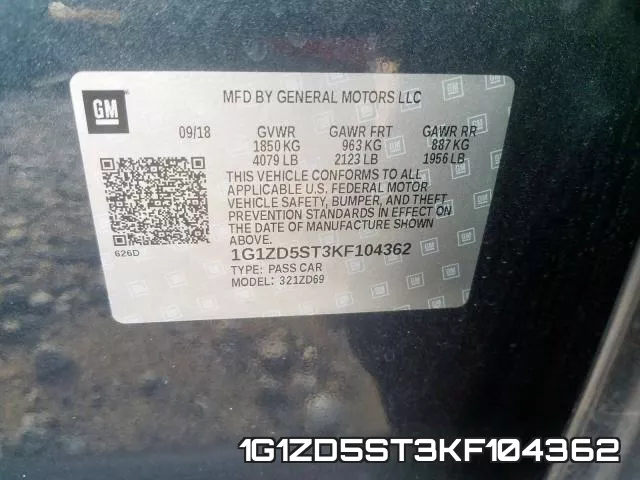 1G1ZD5ST3KF104362 фото 2