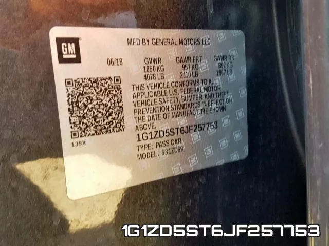 1G1ZD5ST6JF257753 фото 2