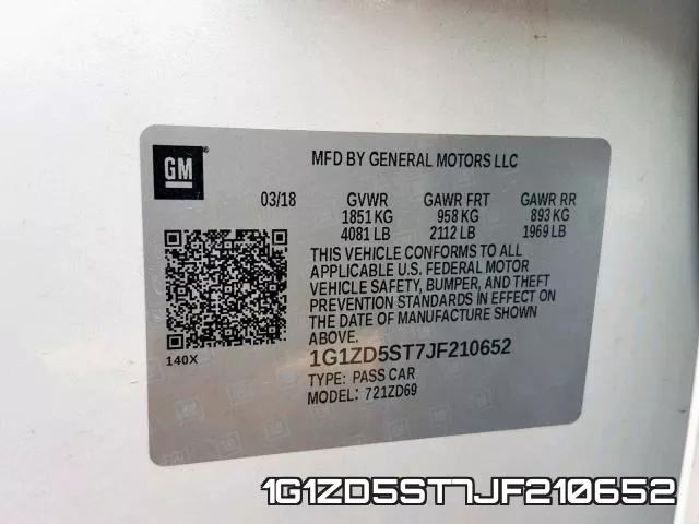 1G1ZD5ST7JF210652 фото 2