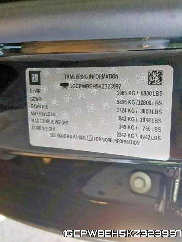 1GCPWBEH5KZ323997 фото 2