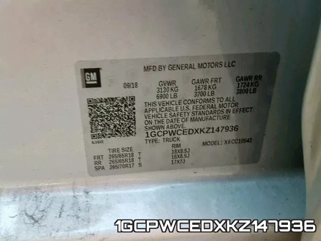 1GCPWCEDXKZ147936 фото 2
