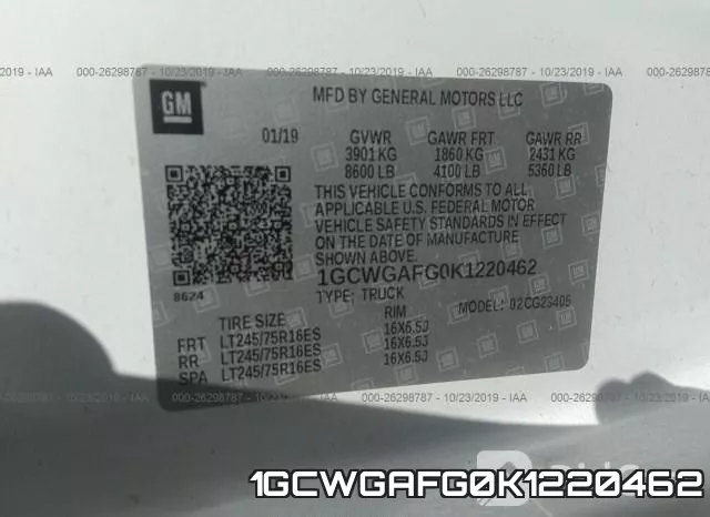 1GCWGAFG0K1220462 фото 10