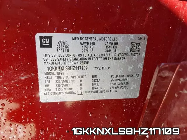 1GKKNXLS8HZ117109 фото 2