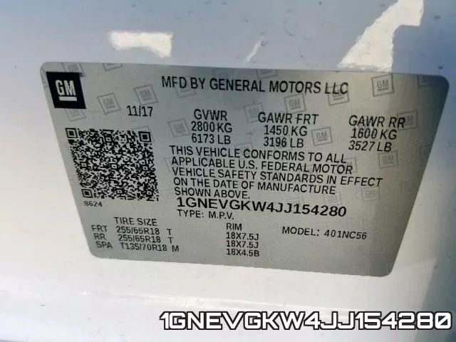 1GNEVGKW4JJ154280 фото 2