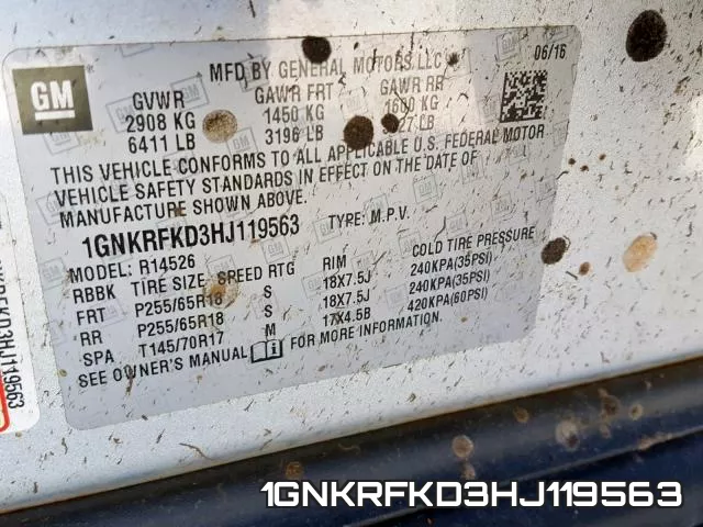 1GNKRFKD3HJ119563 фото 2