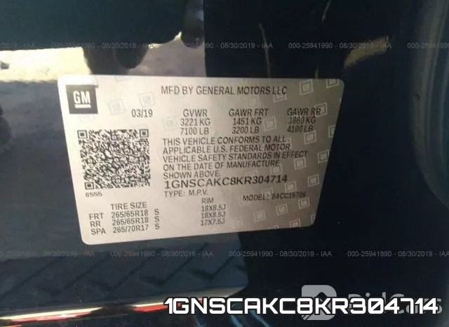 1GNSCAKC8KR304714 фото 10