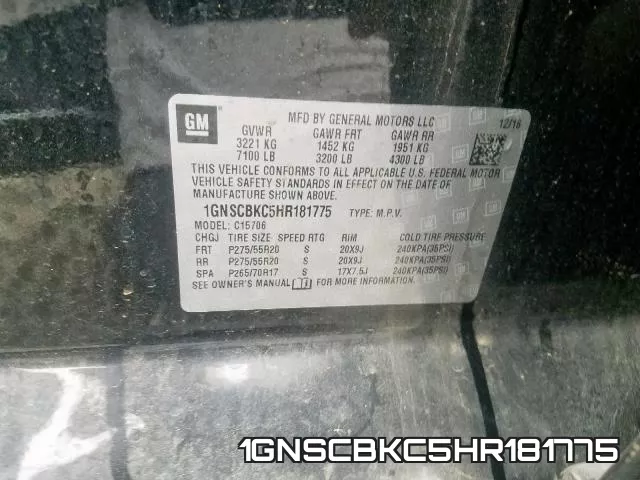 1GNSCBKC5HR181775 фото 2
